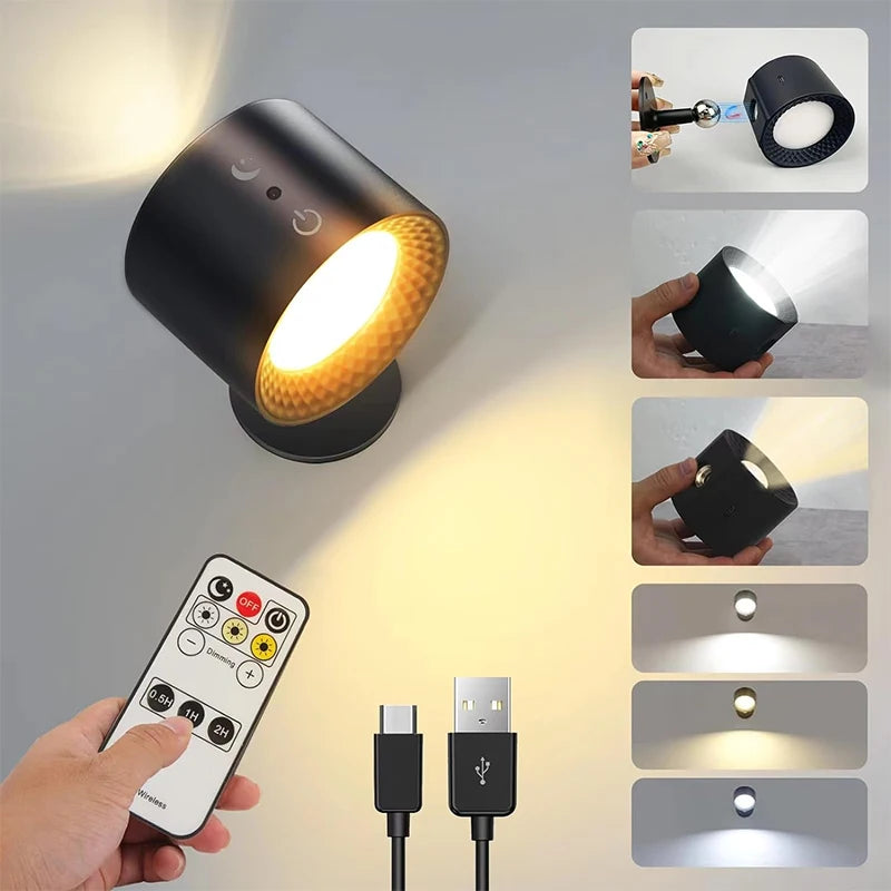 Applique murale LED rotative à 360° à double tête – Commande tactile et à distance