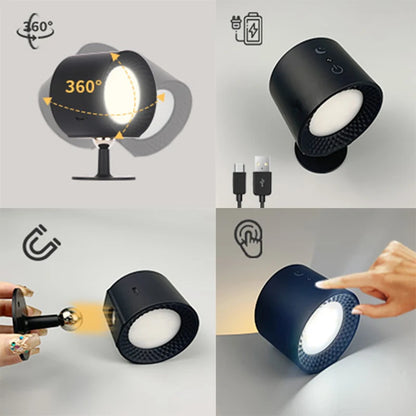 Applique murale LED rotative à 360° à double tête – Commande tactile et à distance