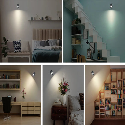 Applique murale LED rotative à 360° à double tête – Commande tactile et à distance