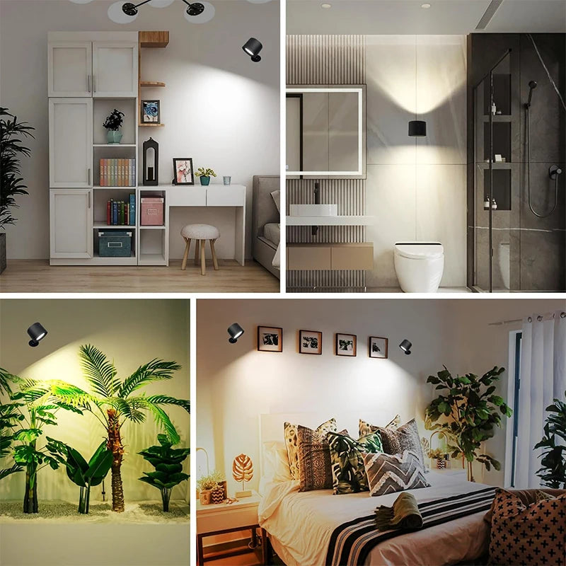 Applique murale LED rotative à 360° à double tête – Commande tactile et à distance